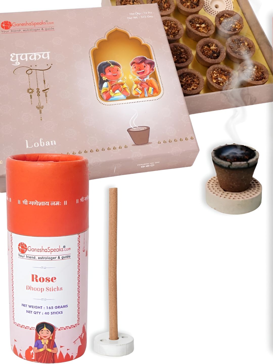 GaneshaSpeaks Wood 3 Piece Chemical-Free Ganesh Chaturthi Incense Sticks