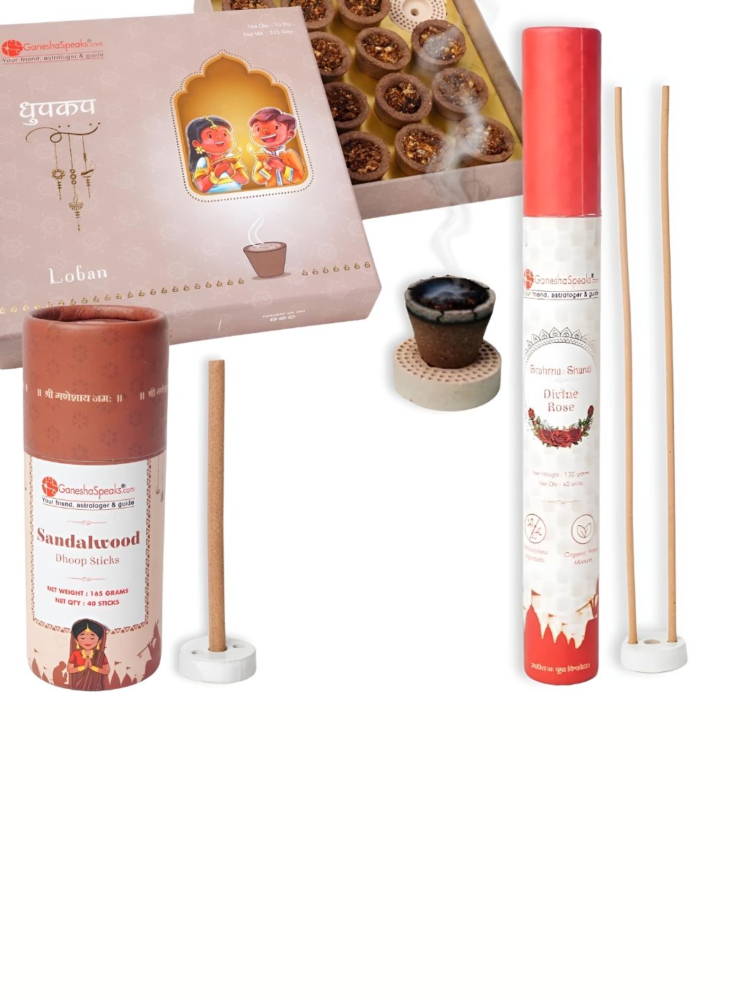 GaneshaSpeaks Wood 3 Piece Scented Ganesh Chaturthi Incense Sticks