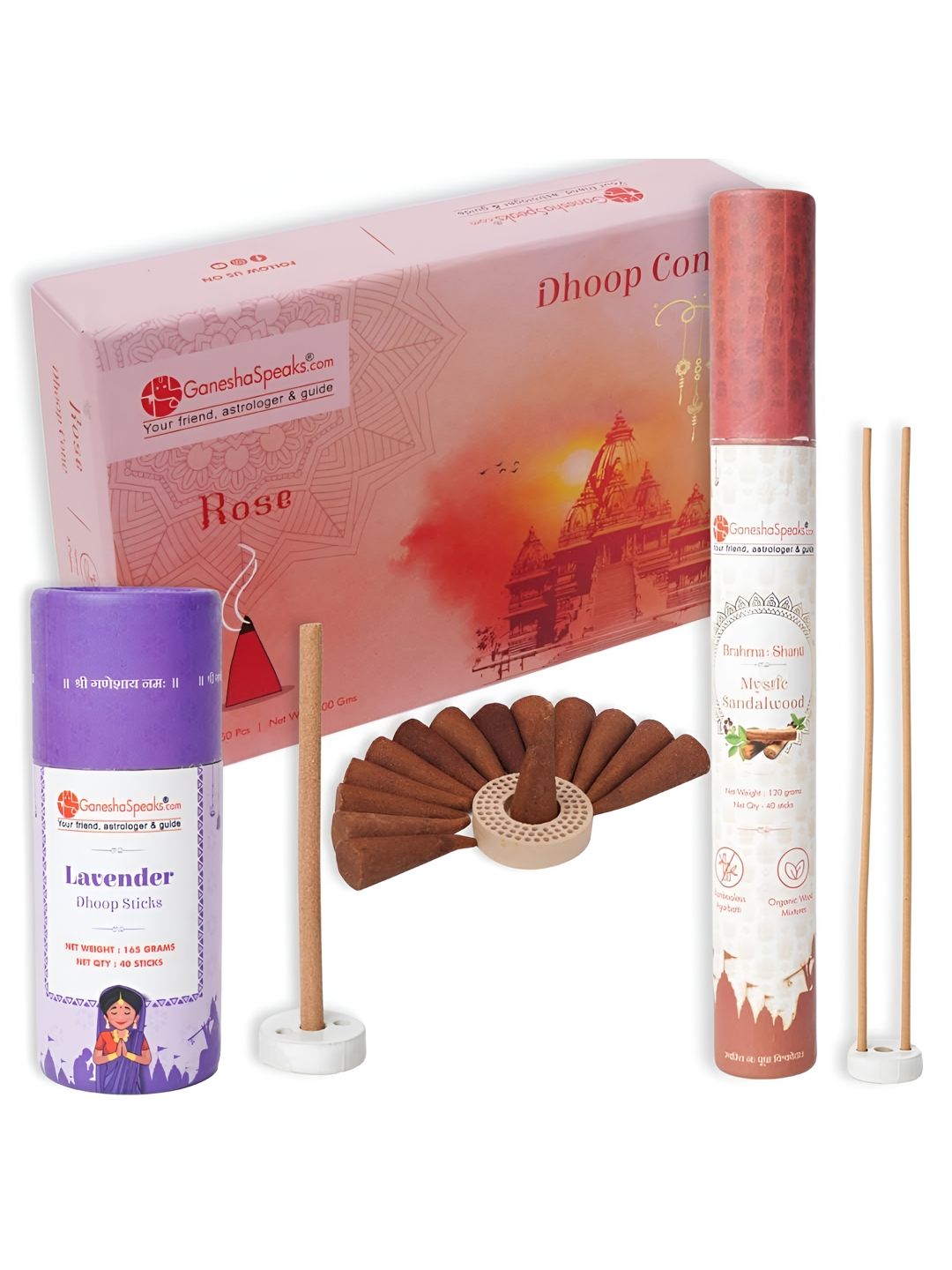 GaneshaSpeaks Wood 3 Piece Chemical-Free Ganesh Chaturthi Incense Sticks