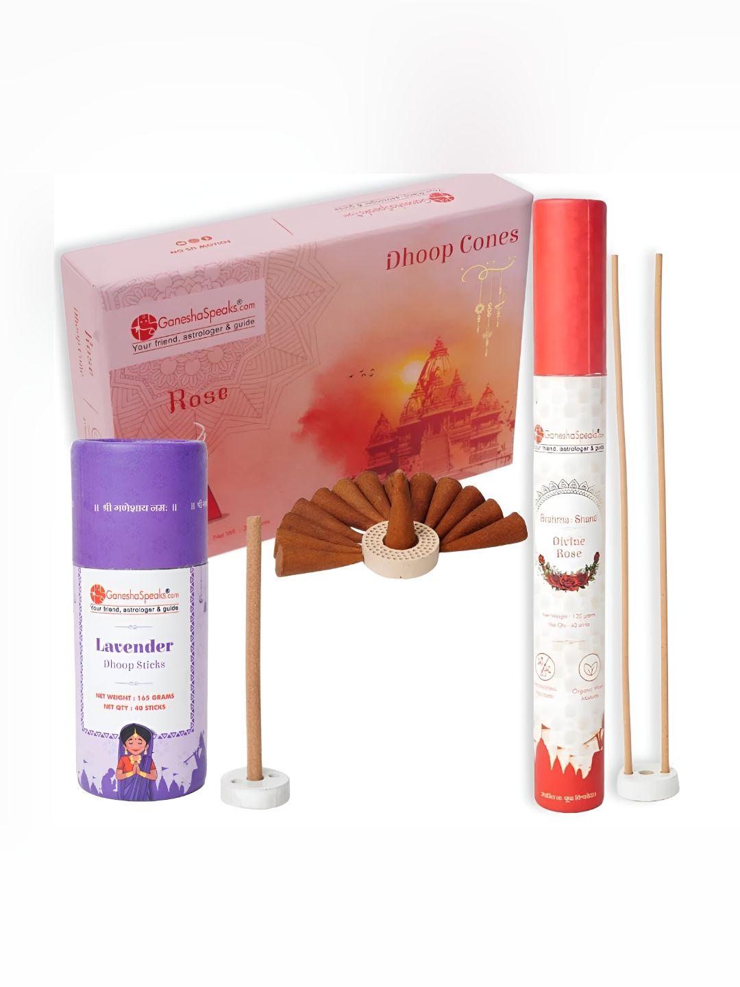 GaneshaSpeaks Wood 3 Piece Scented Ganesh Chaturthi Incense Sticks