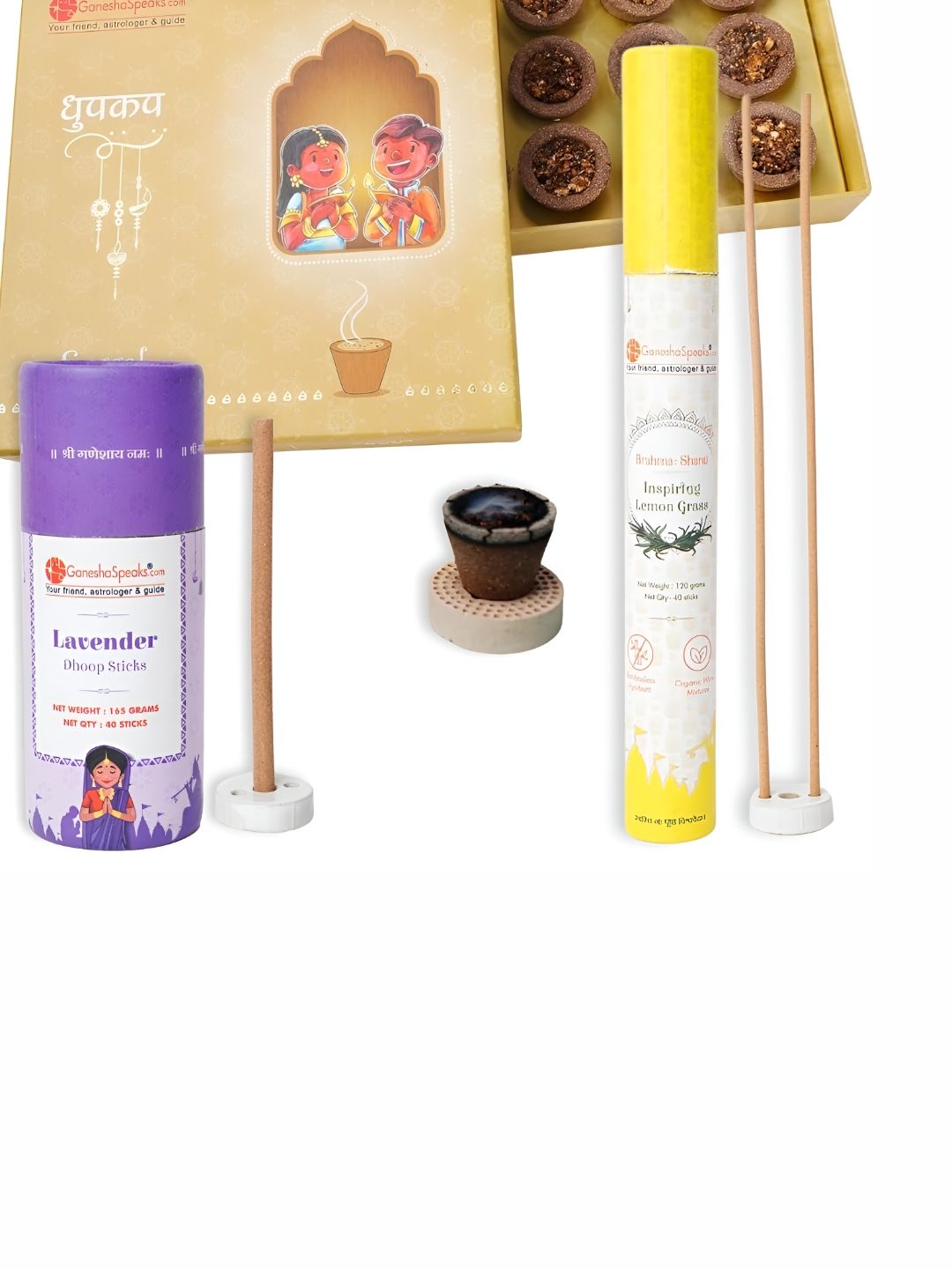 GaneshaSpeaks Wood 3 Piece Scented Ganesh Chaturthi Incense Sticks