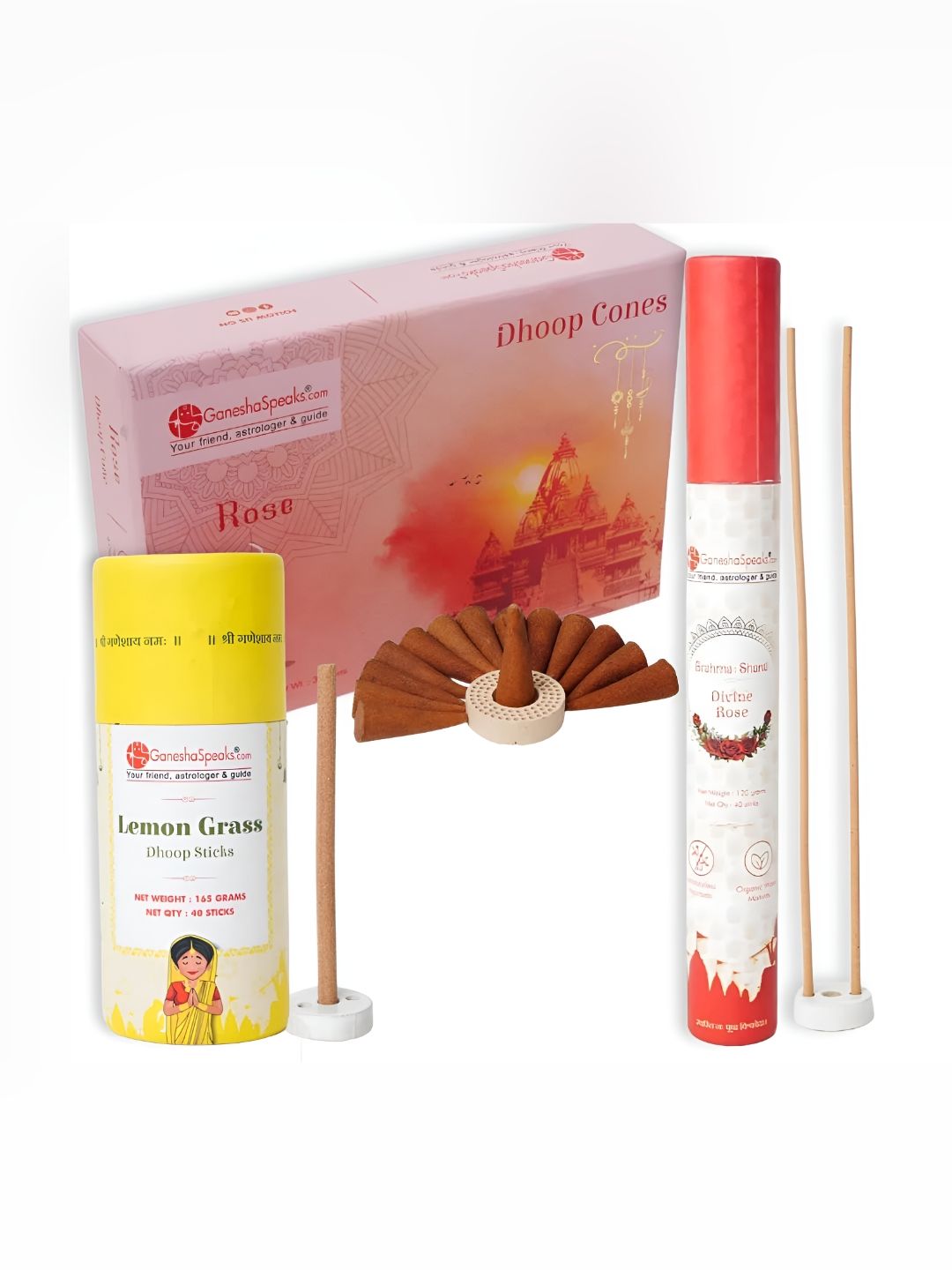 GaneshaSpeaks Wood 3 Piece Scented Ganesh Chaturthi Incense Sticks