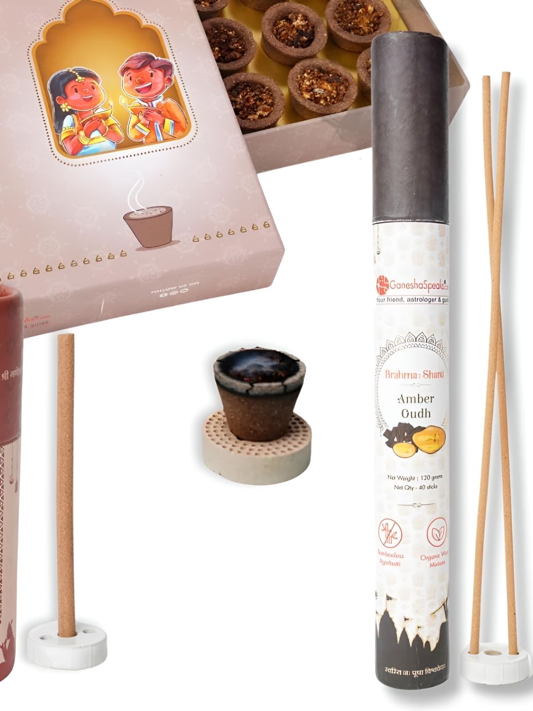 GaneshaSpeaks Wood 3 Piece Scented Ganesh Chaturthi Incense Sticks