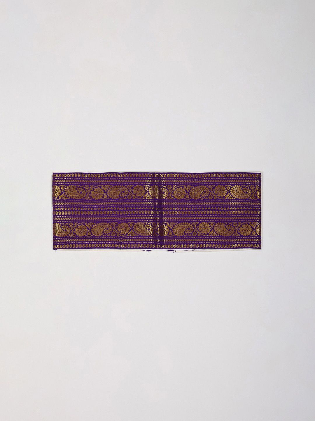 Exotic India Men Paisley Dhoti Belt with Adjustable Hook and Loop Closure & Zip Pocket