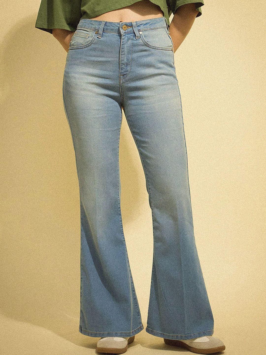 Flying Machine K-Street X Extreme Women Flared High-Rise Light Fade Stretchable Jeans