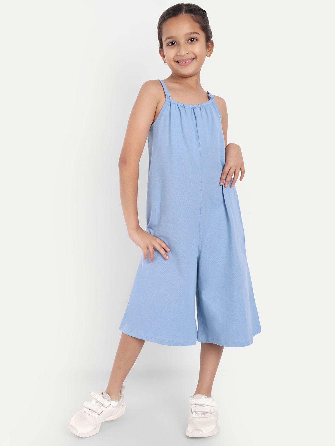 ONE SKY Girls Shoulder Straps Pure Cotton Basic Jumpsuit