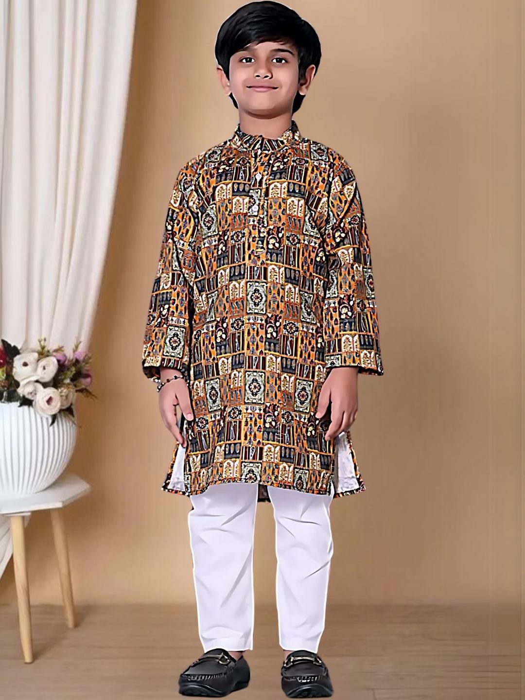 Brown Checks Kurta Set