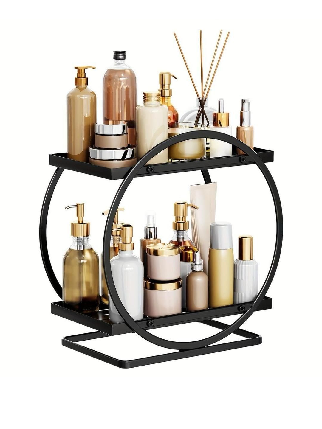 2-Tier Metal Vanity Storage Freestanding Rack