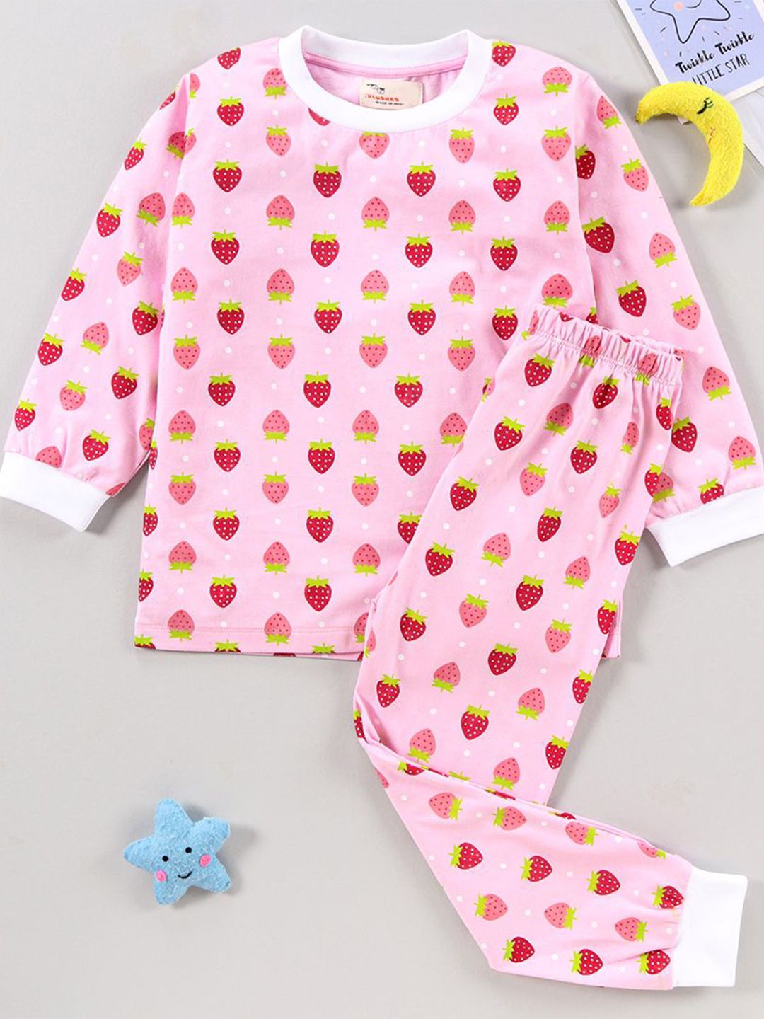BLUSHES Kids Coversational Printed Cotton T-Shirt With Joggers Night Suit