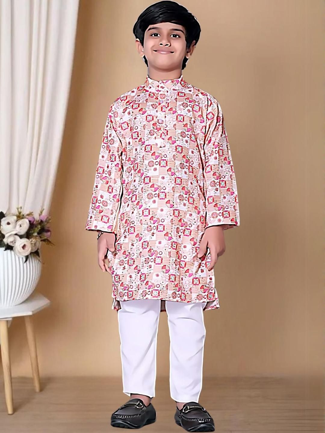 Pink Checks Kurta Set
