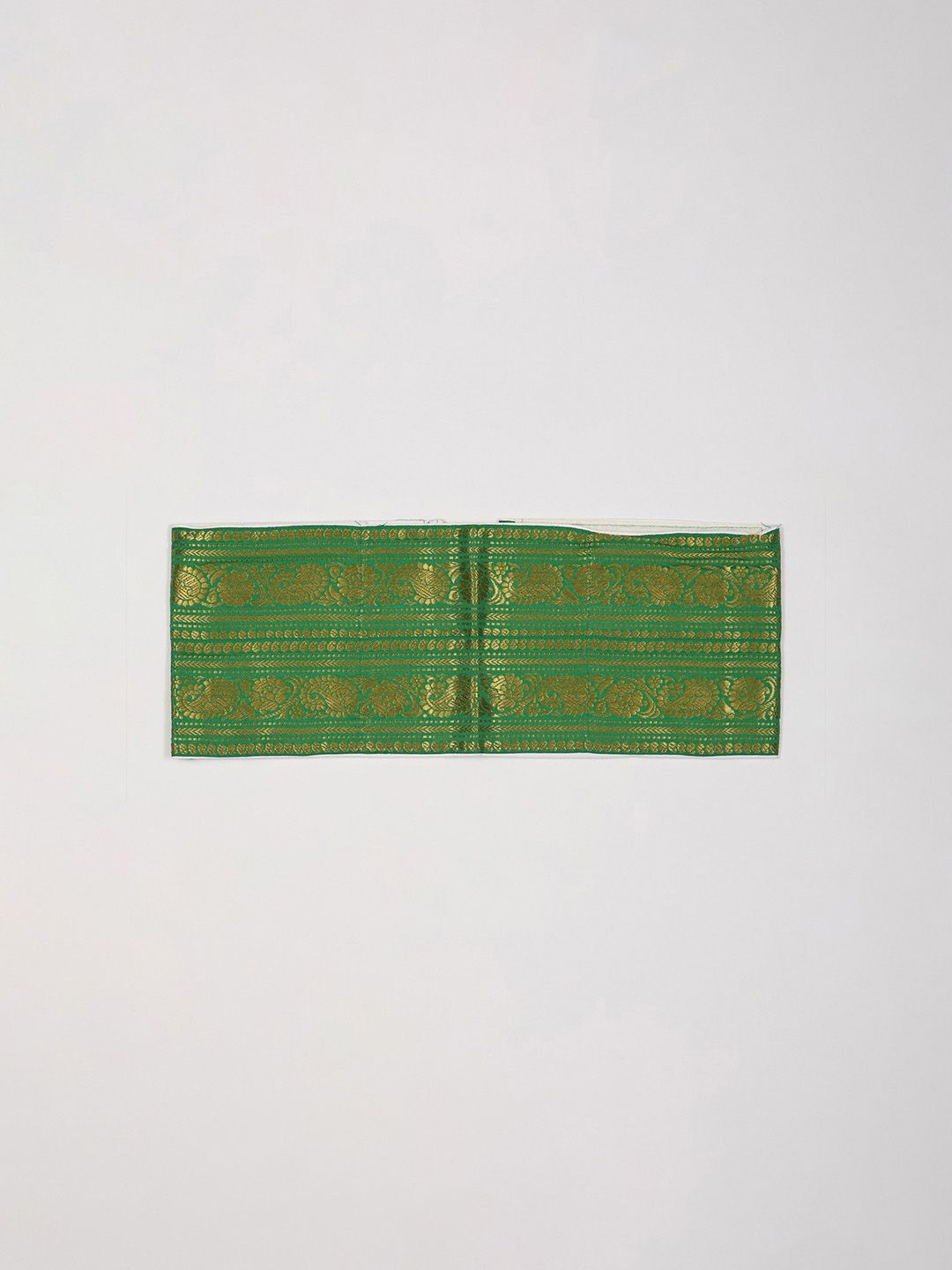Exotic India Men Zari Woven Paisley Pattern Dhoti Belt with Adjustable Hook And Zip Pouch