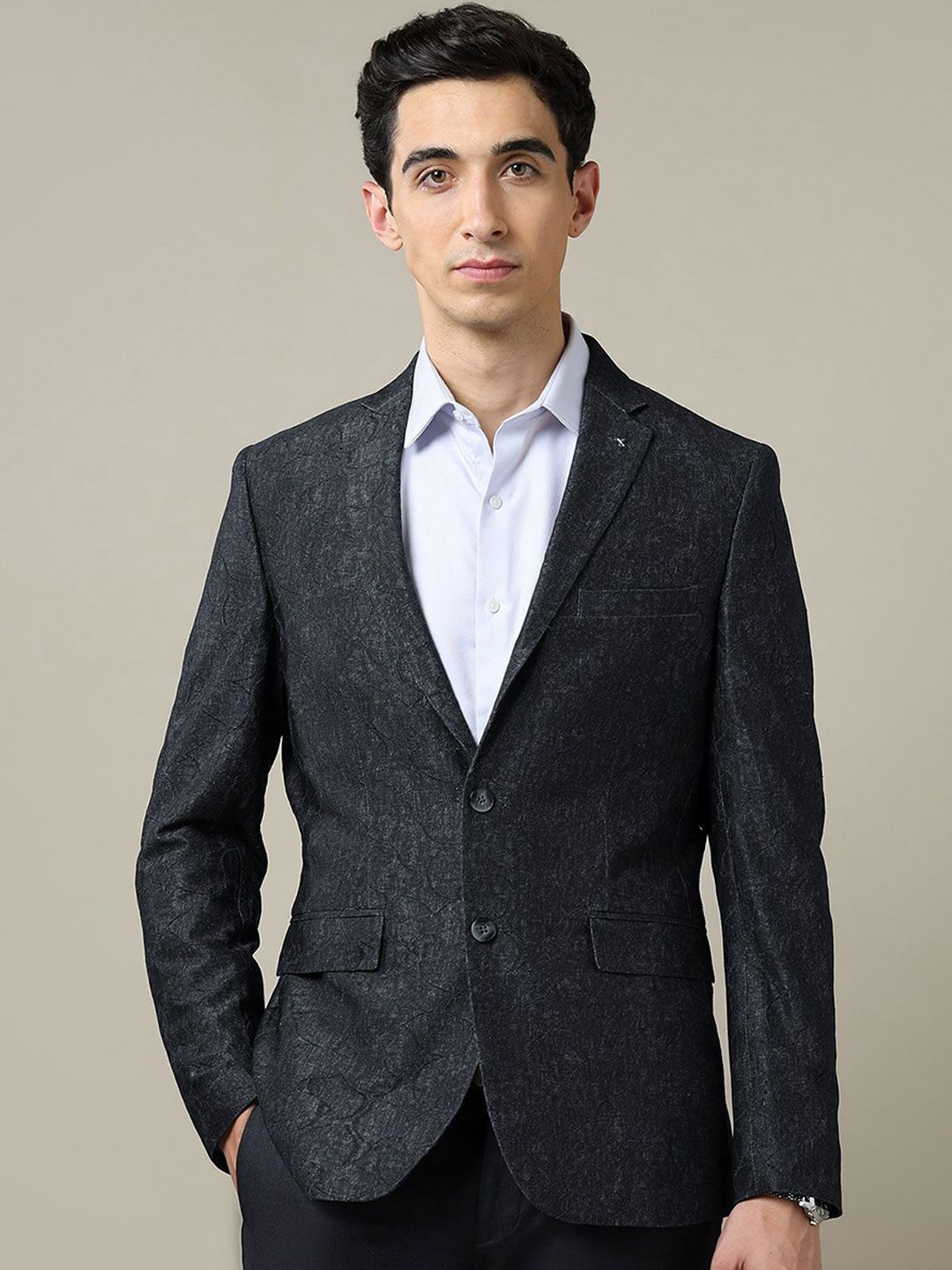 Arrow Self Designed Slim Fit  Single Breasted Blazer