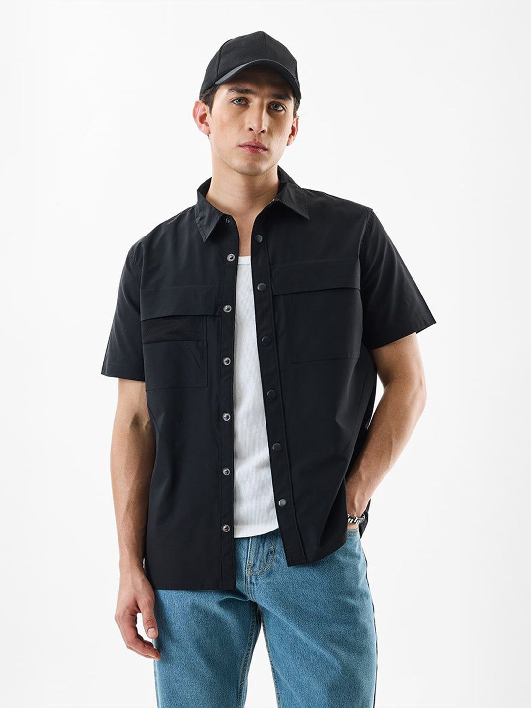Snitch Snitch Men Solid Relaxed Fit Shacket