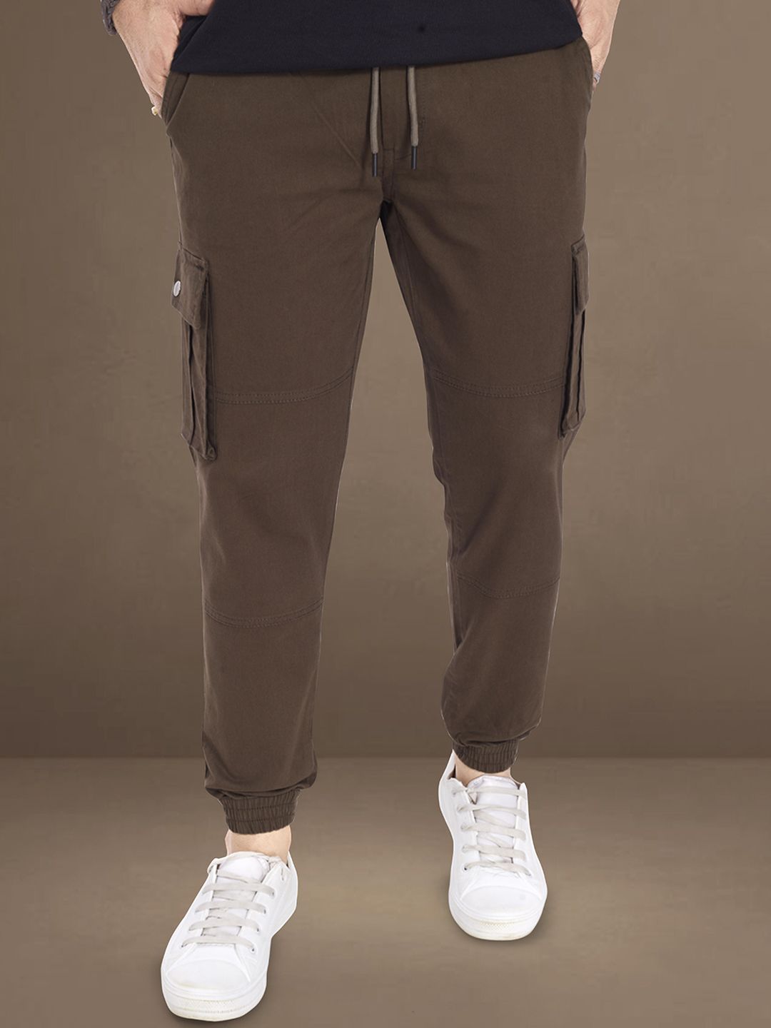 THE BEETEL HOUSE Men Carrot Regular Fit Mid-Rise Easy Wash Cotton Cargos