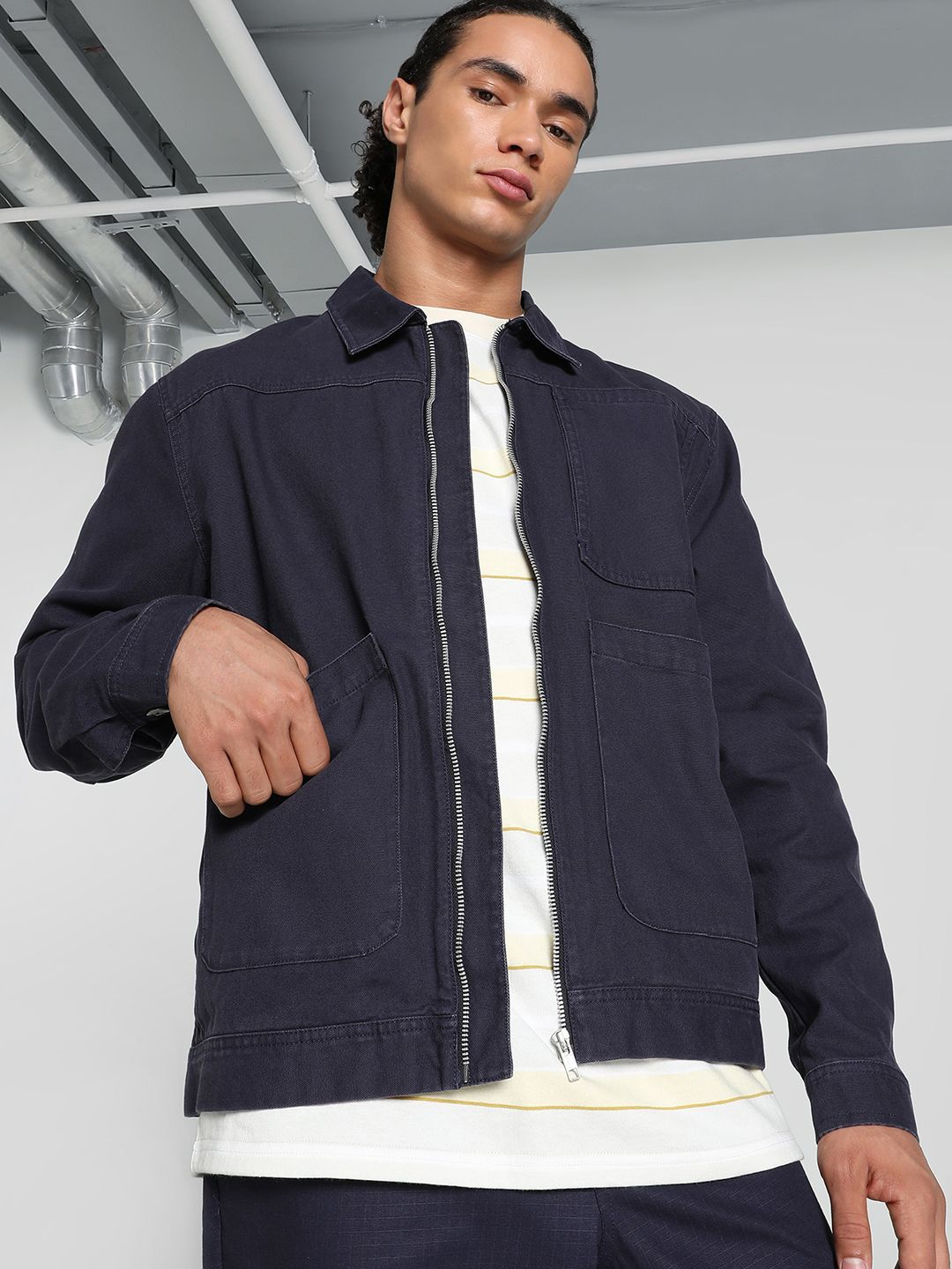 Buy Puma Mmq Men Relaxed-Fit Zip Overshirt Jacket - Jackets for