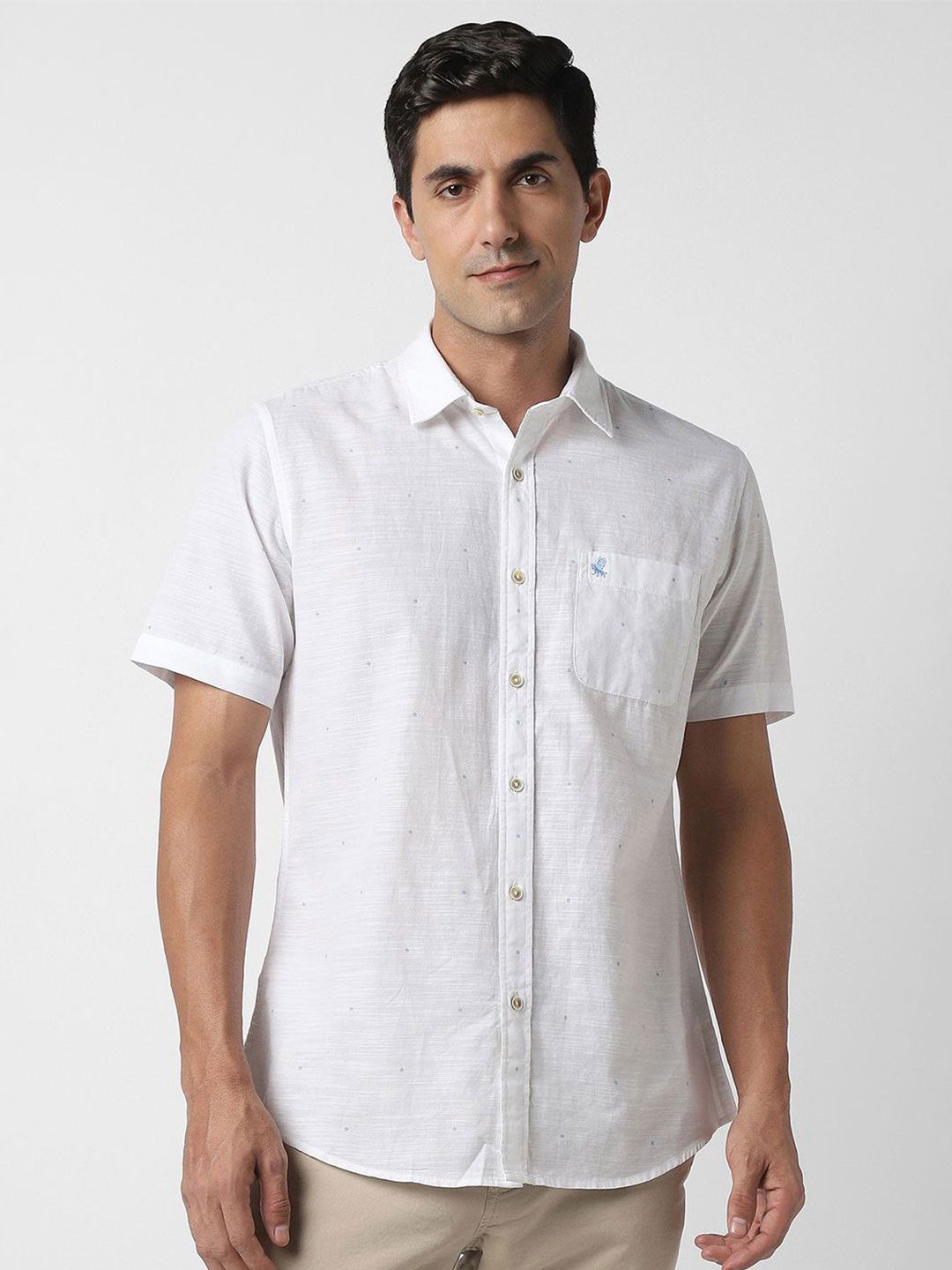 Peter England Casuals Spread Collar Slim Fit Pure Cotton Shirt