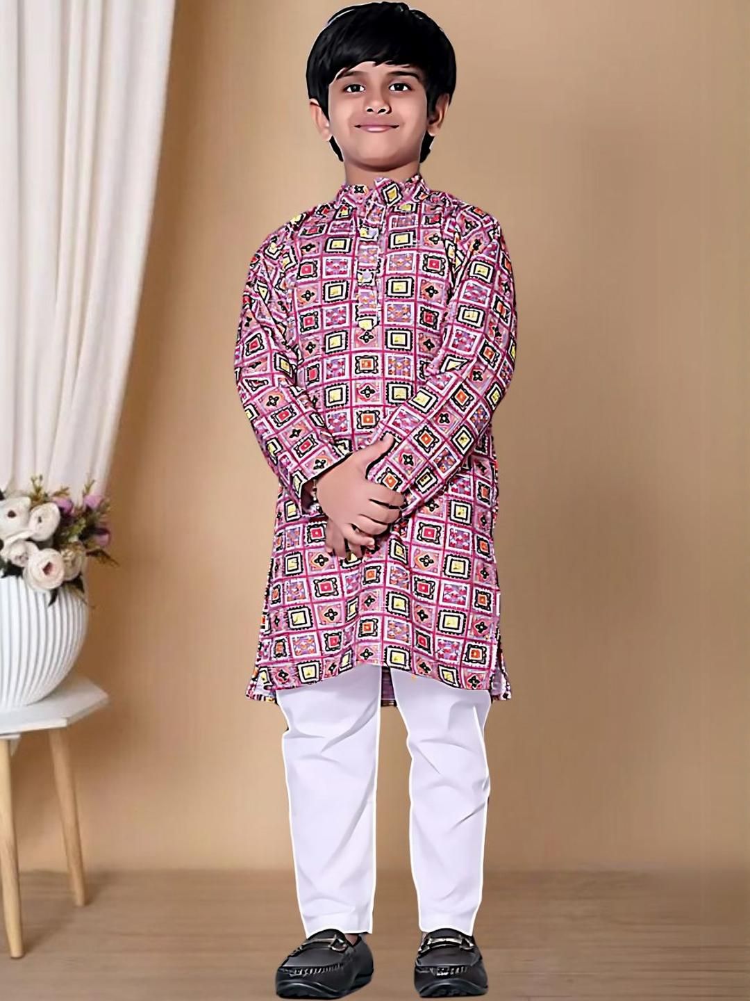 Purple Checks Kurta Set