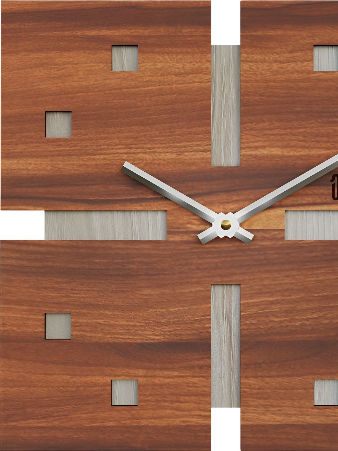 12 fox Brown Wooden Analogue Wall Clock