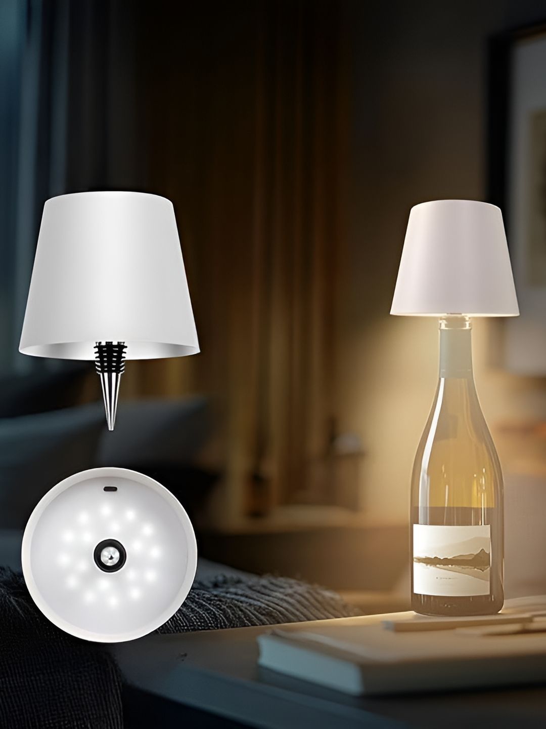 XERGY White Wireless LED Bottle Lamp 3 -Color Dimmable Touch Light (Bottle Not Included)