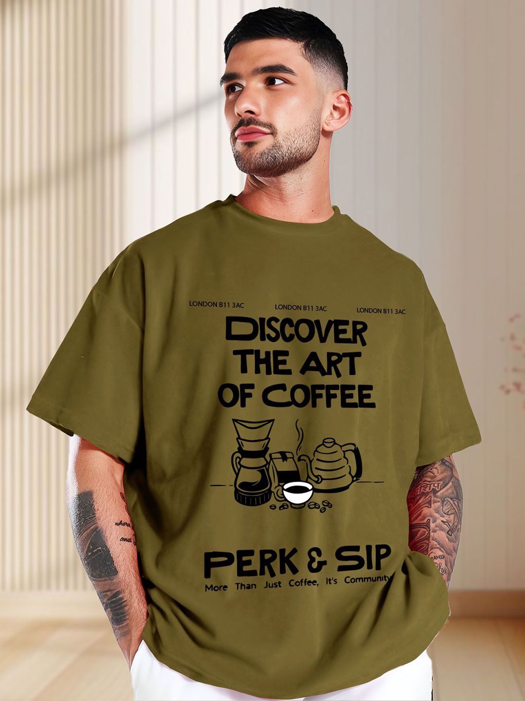 THE BEETEL HOUSE Typography Printed Round Neck Cotton Oversized Loose Fit T-shirt