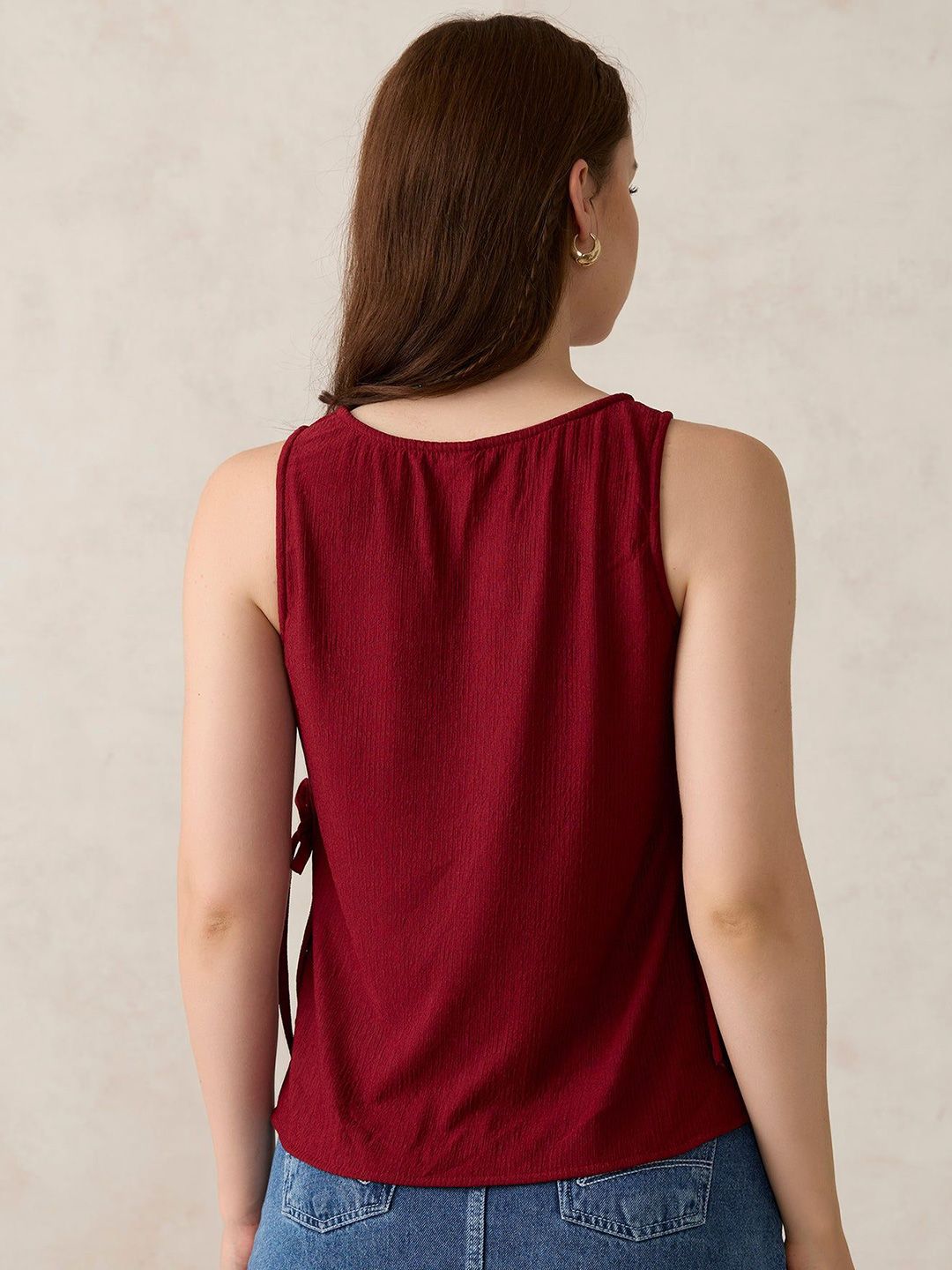 Buy Outzidr Boat Neck Side Tie Up Top - Tops for Women 33940763