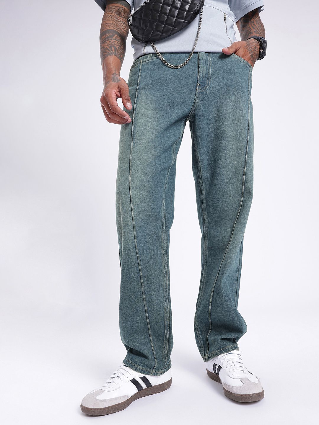 glitchez Men Straight Fit Heavy Fade Jeans