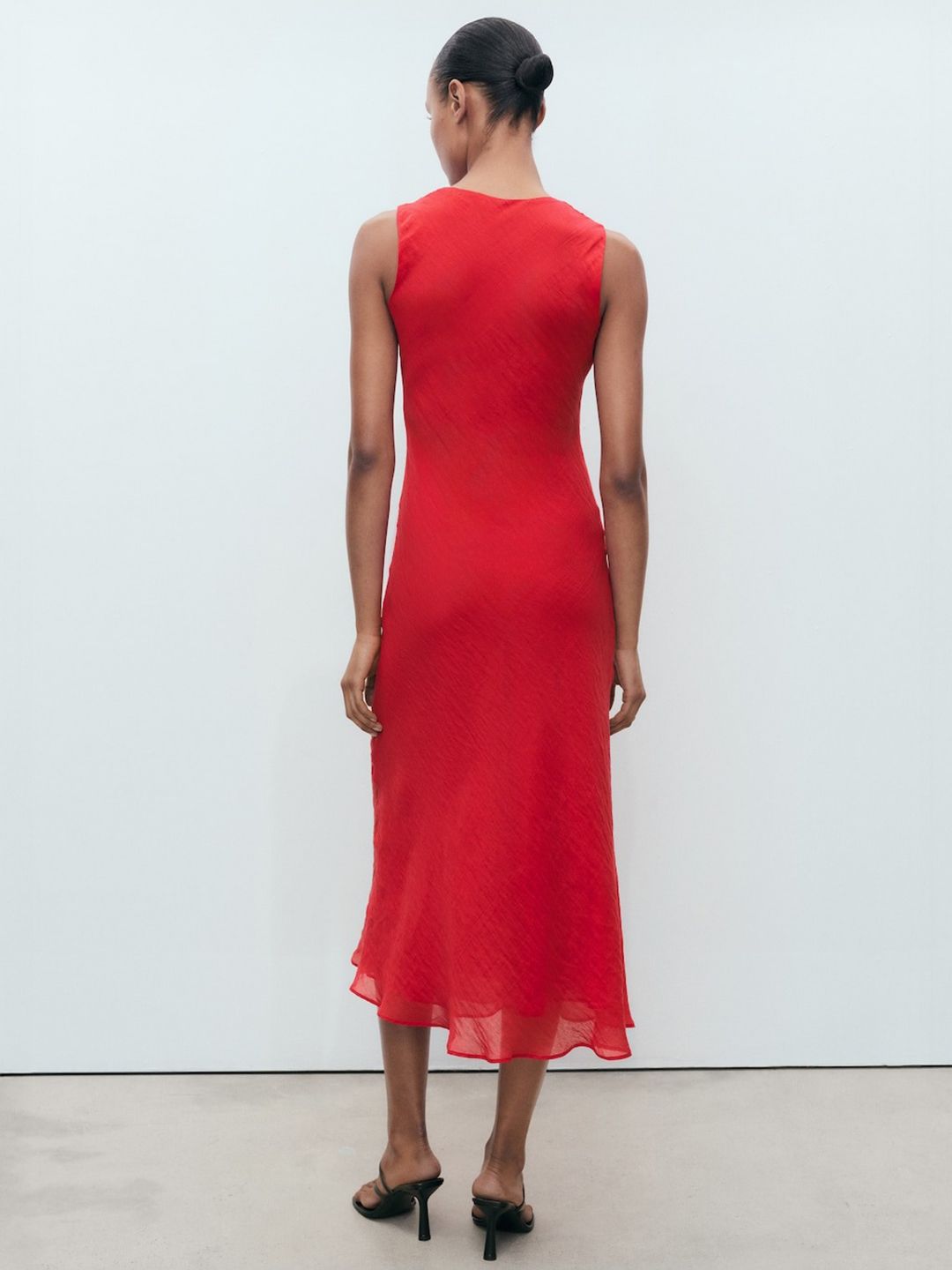 Cowl Neck Sleeveless A-Line Midi Dress