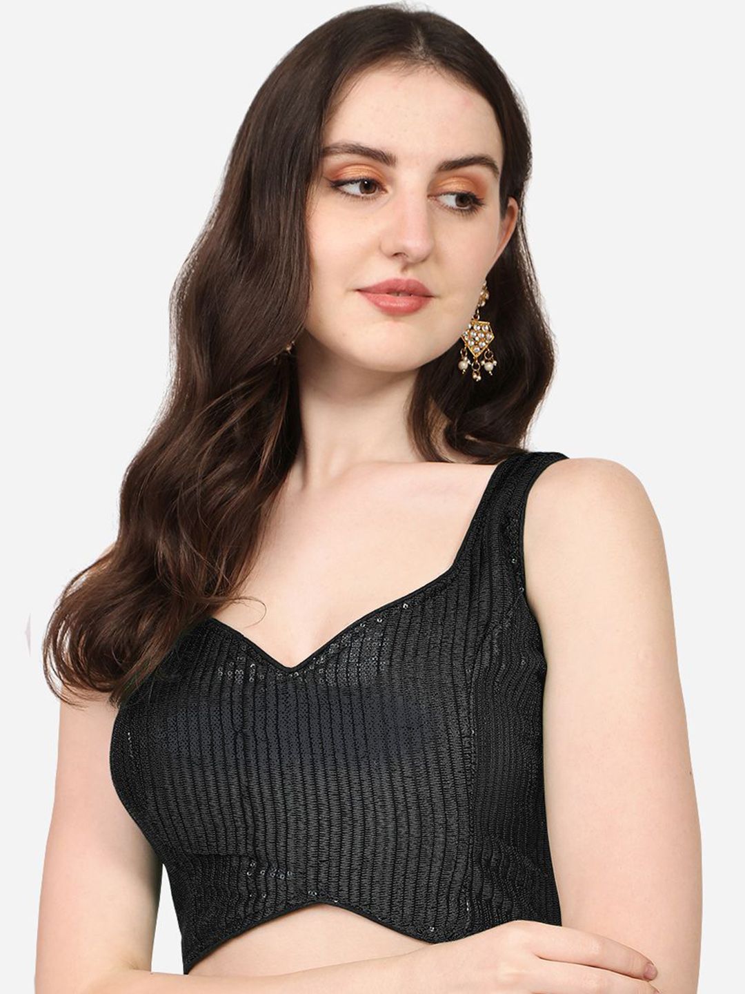 HERE&NOW HERE&NOW Embroidered Sweetheart Neck Saree Blouse