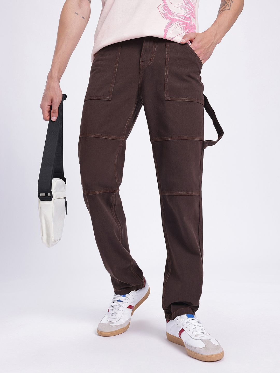 glitchez Men Paneled Strap Detail Regular Fit Jeans