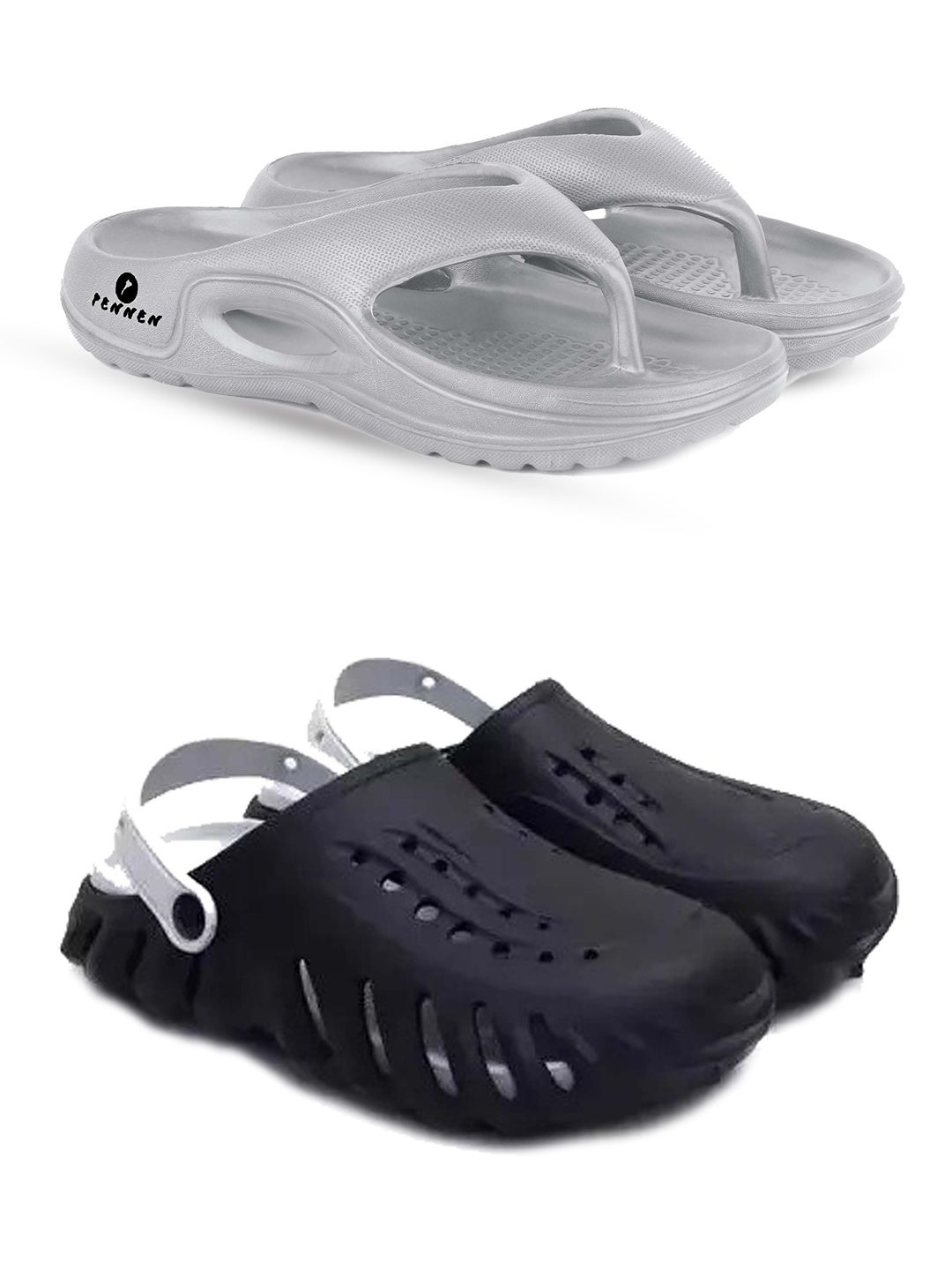 PENNEN Men Set Of 2 Thong Flip-Flops & Clogs