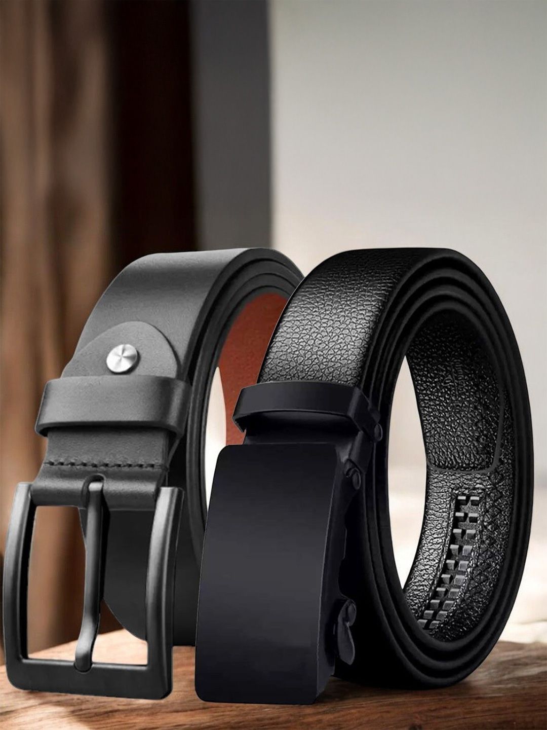 LOOPA Men Textured 2 Leather Formal Belt