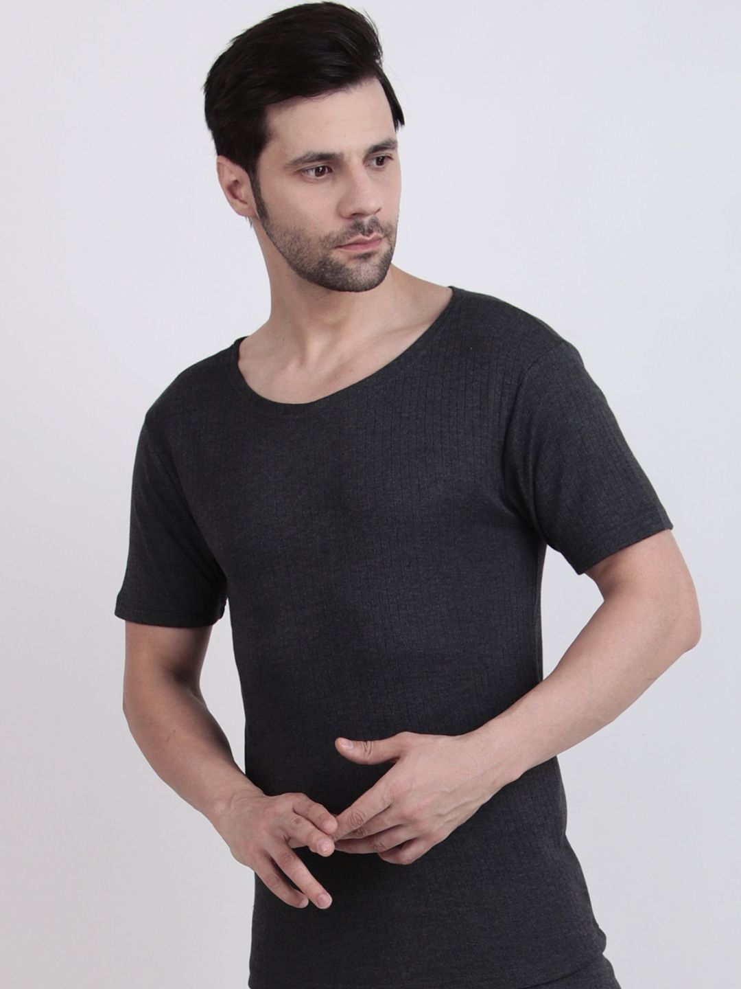 inner element Ribbed Round Neck Thermal Top