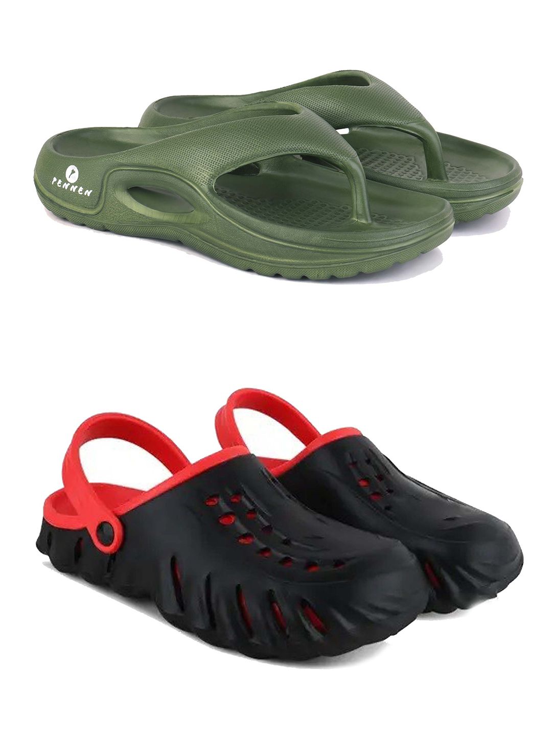 PENNEN Men Set Of 2 Clogs & Thong Flip-Flops