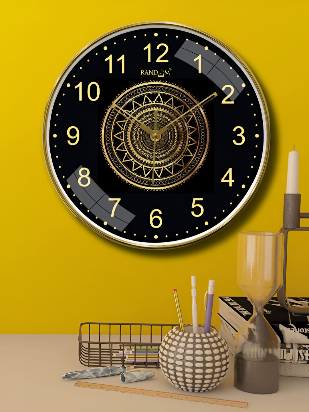 RANDOM Metallic Foil Finish With Sweep Silent Classic 12.75 Inch Wall Clock
