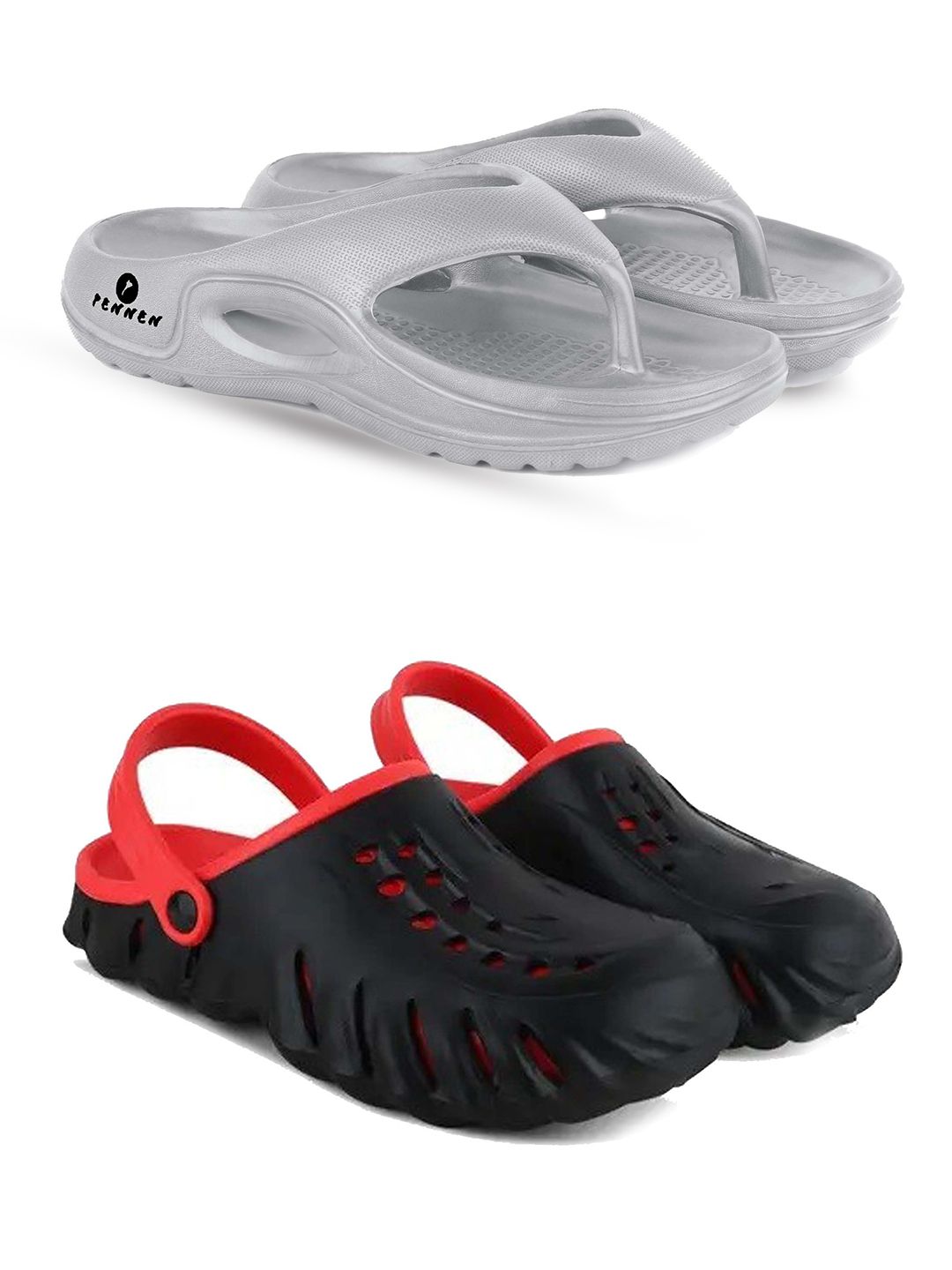 PENNEN Men Set Of 2 Thong Flip-Flops & Clogs