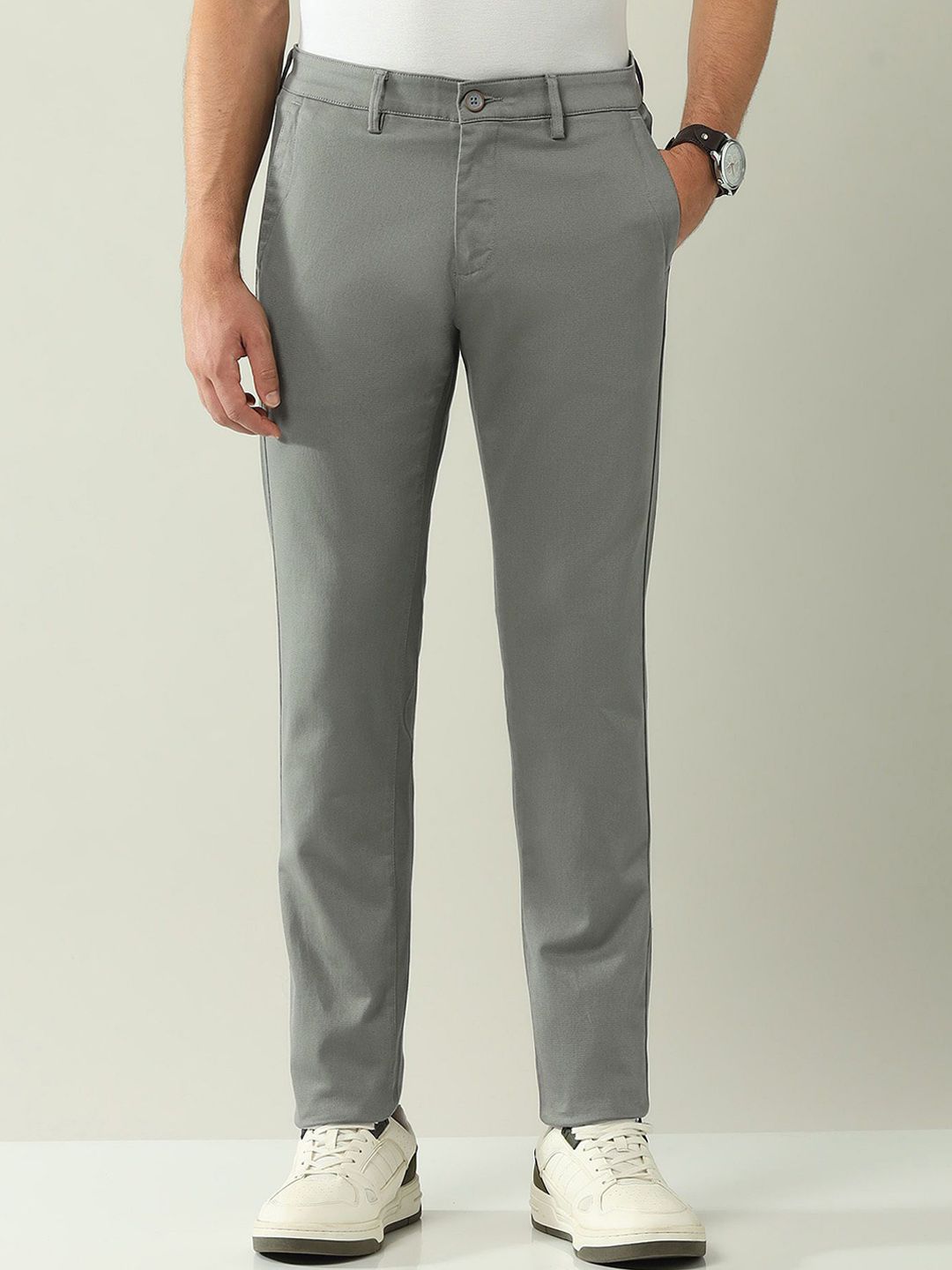 AD By Arvind Men Solid Slim Fit Chinos Trousers
