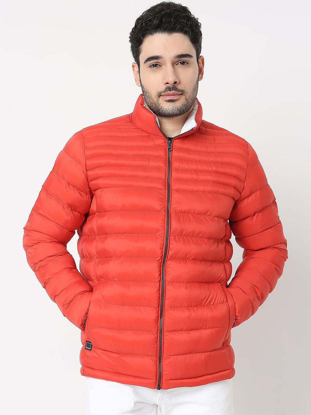 SPYKAR Men Camouflage Striped Longline Puffer Jacket