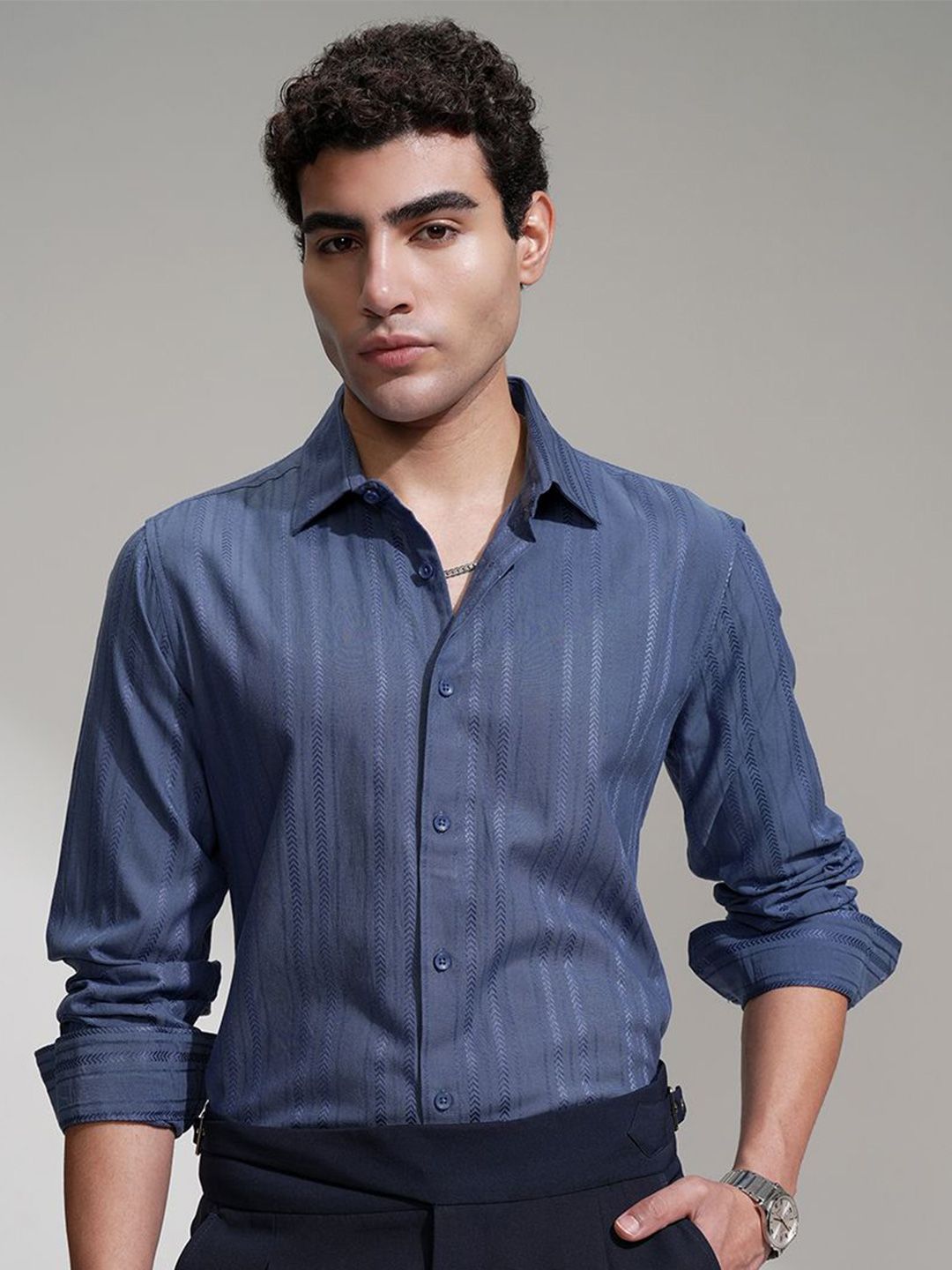 HIGHLANDER HIGHLANDER Men Comfort Slim Fit Striped Casual Shirt