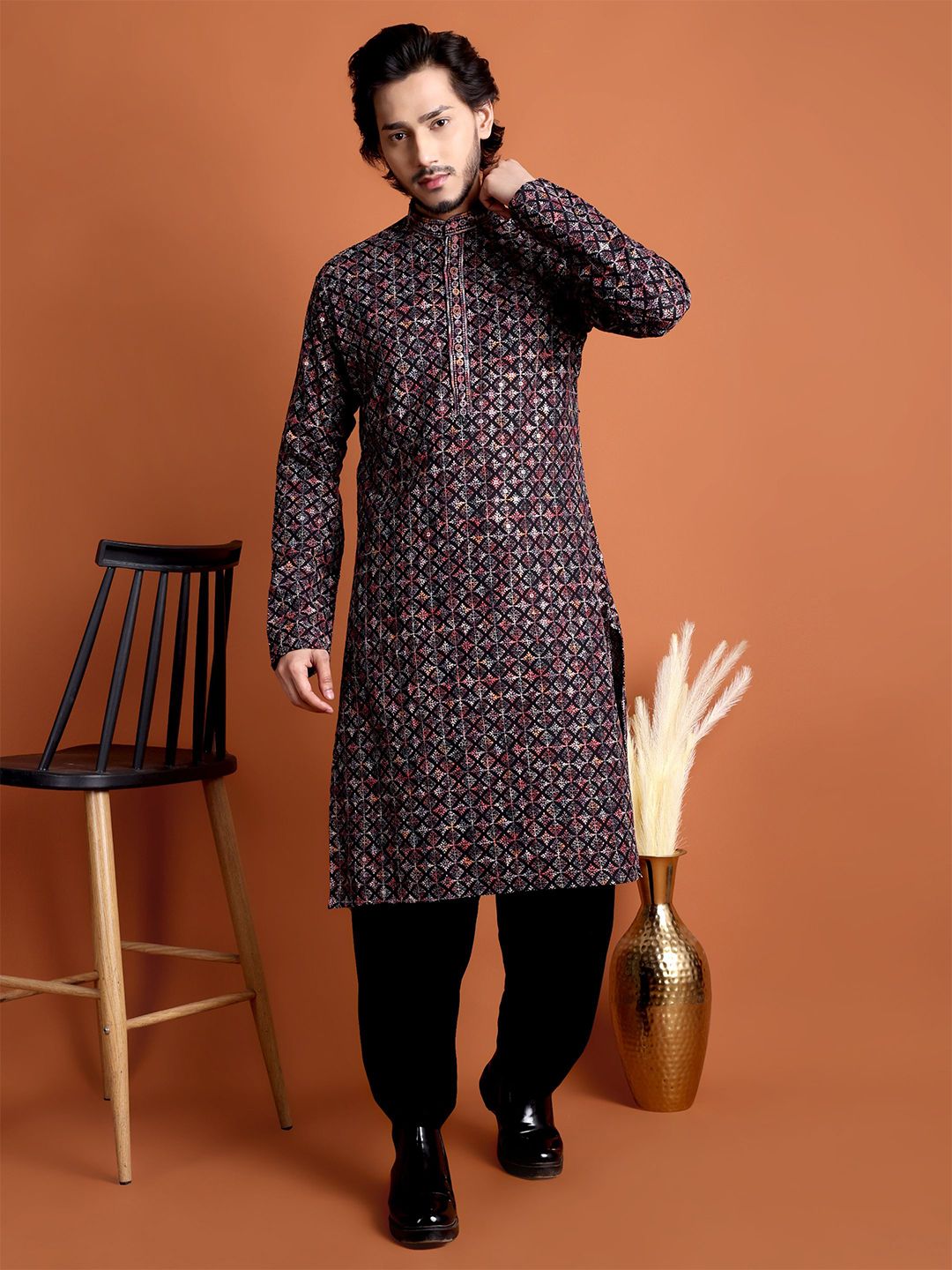 Tibra Men Ethnic Motifs Embroidered Sequinned Kurta