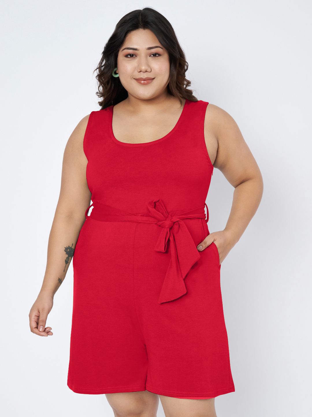 BRINNS Plus Size Round Neck Cotton Playsuit