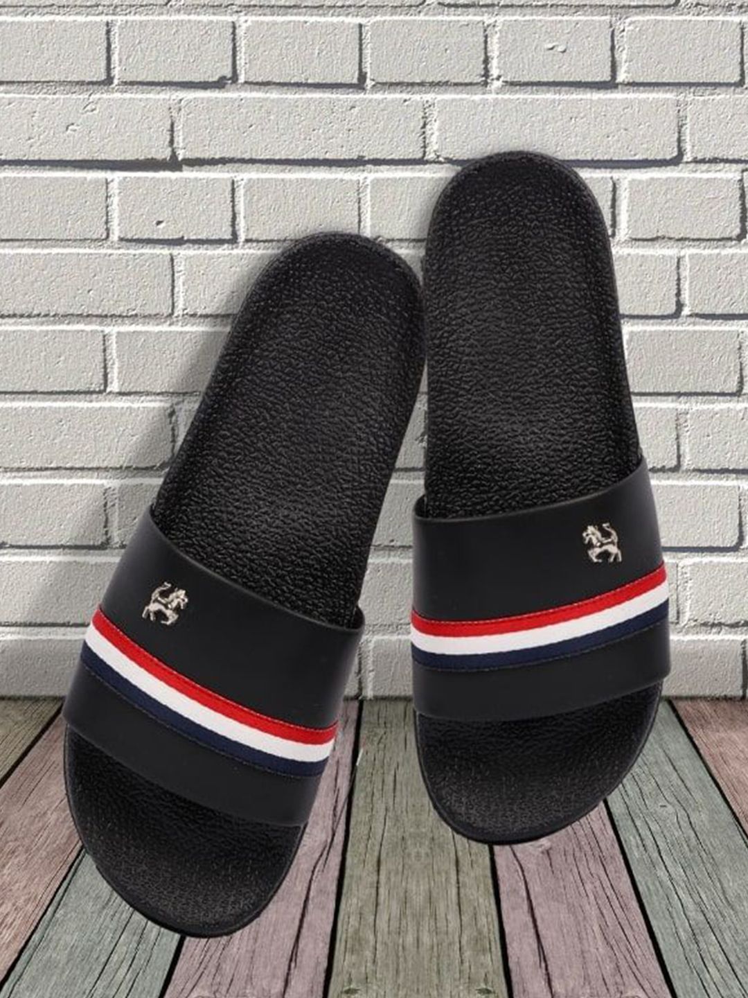 PERY PAO Striped Cushioned Footbed Sliders
