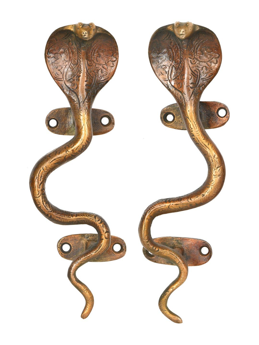Exotic India Brass Set Of 2 Snake Door Handles