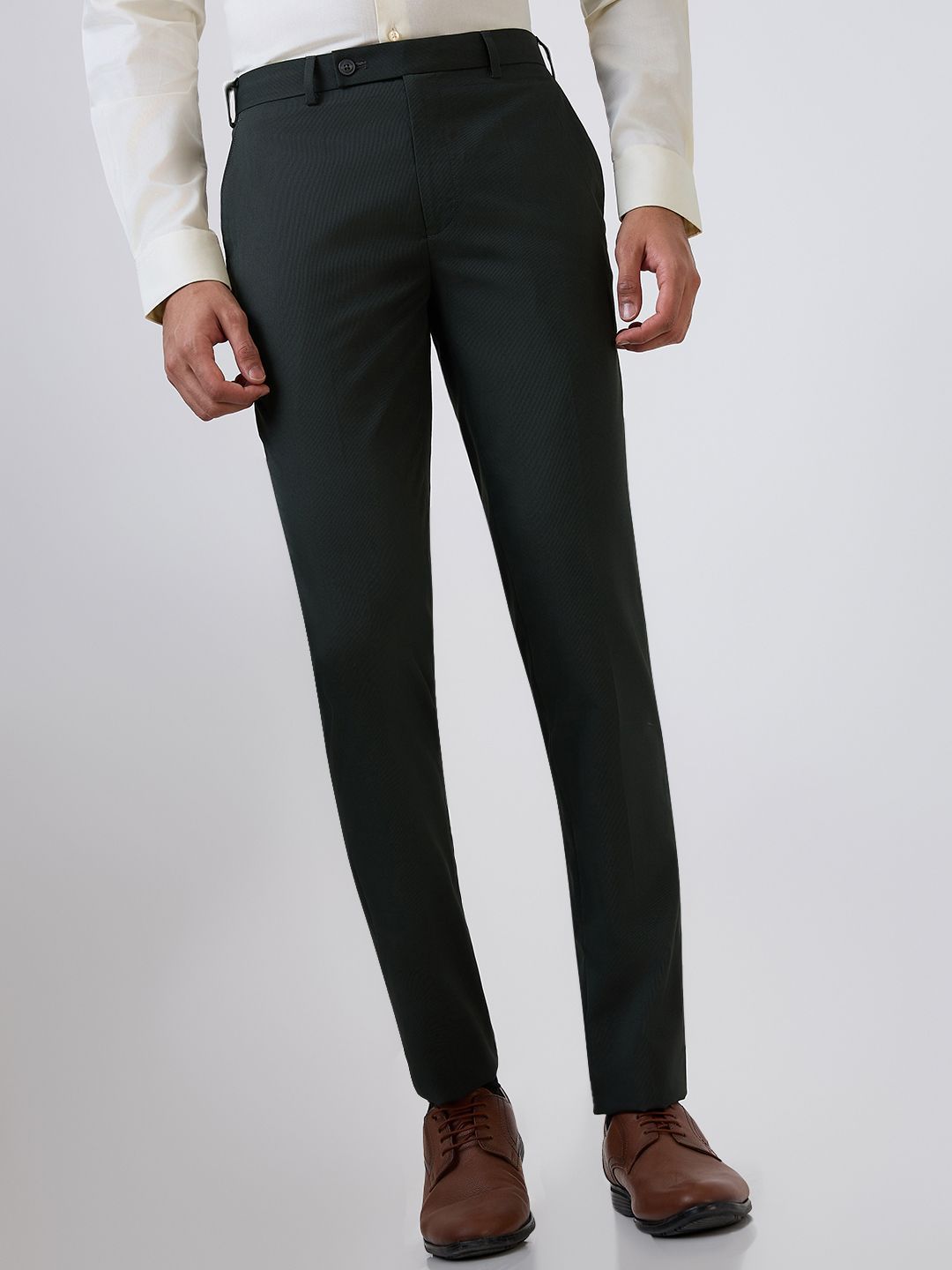 Park Avenue Men Slim Fit Self Design Mid-Rise Formal Trousers