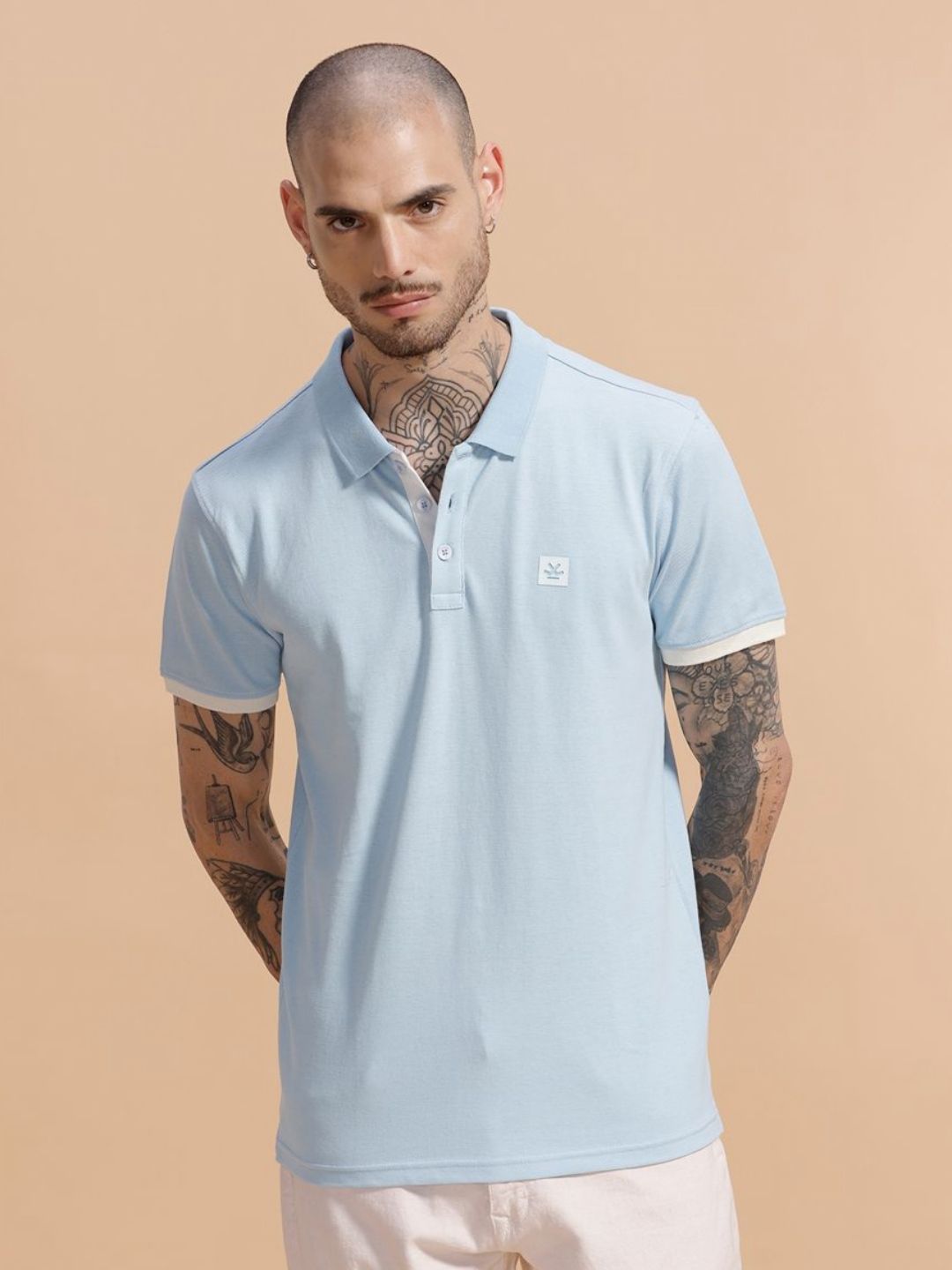 WROGN Men Polo Collar Slim Fit T-shirt