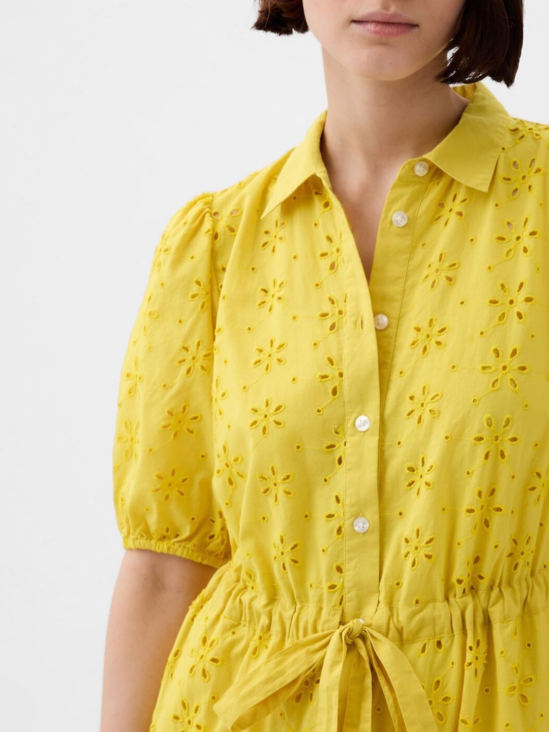 Buy GAP Floral Self-Design Pure Cotton Schiffli Puff Sleeves