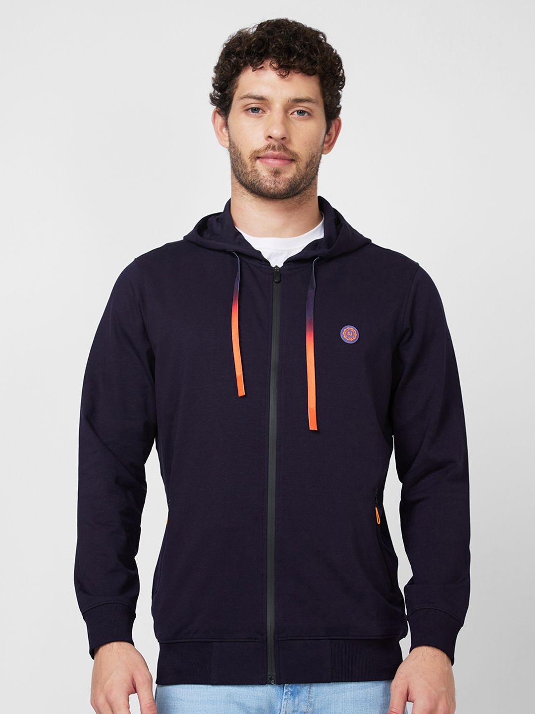 SPYKAR Men Hooded Front-Open Sweatshirt