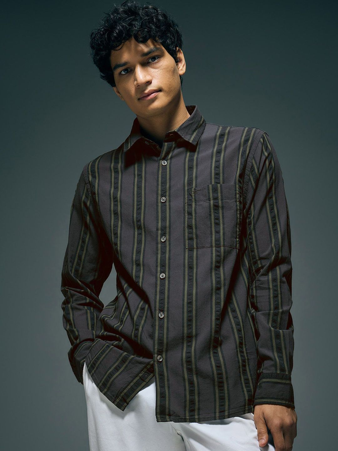 Flying Machine Men Classic Striped Casual Shirt