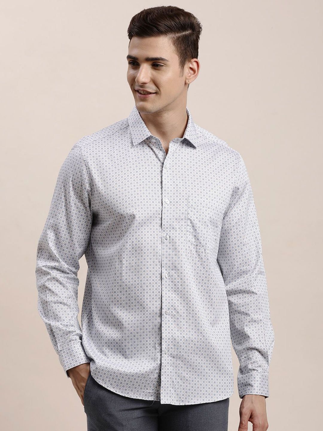 Turtle Spread Collar Long Sleeves Pure Cotton Classic Slim Fit Formal Shirt