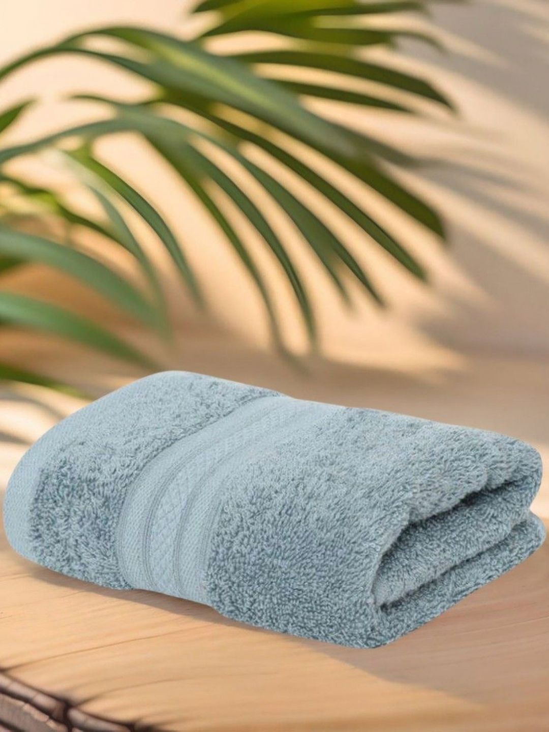 Triani Blue Solid Bamboo 600GSM Super Soft Adult Regular Bath Towel-57x30In