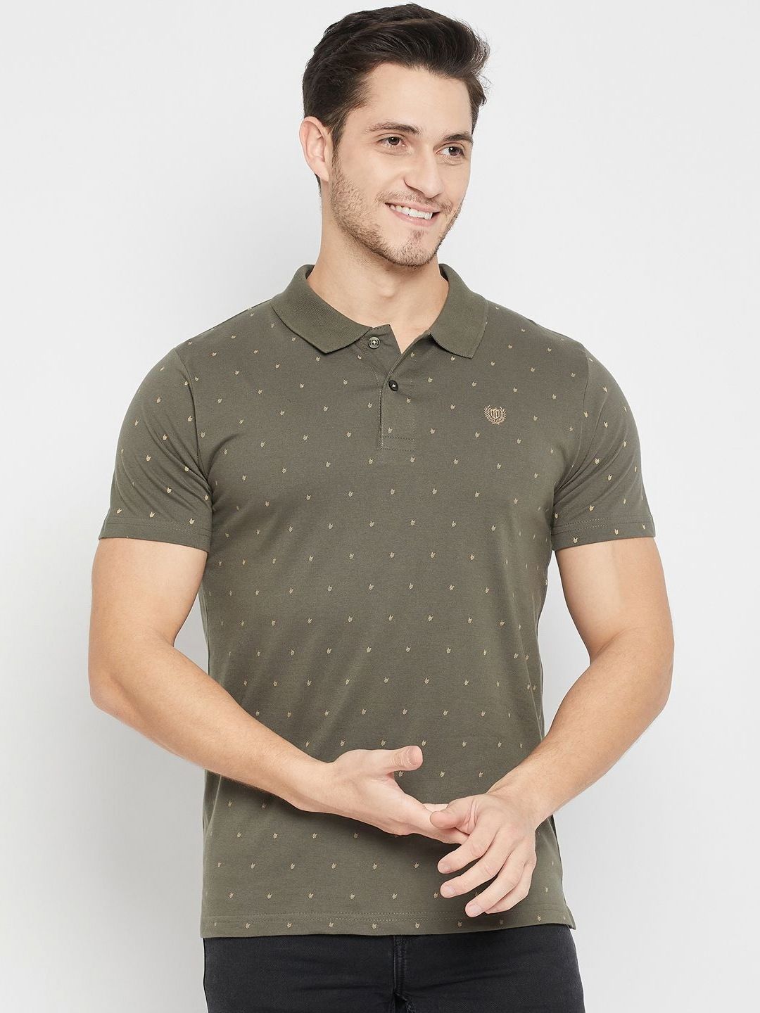 Duke Men Printed Slim Fit Cotton Polo Collar T-shirt